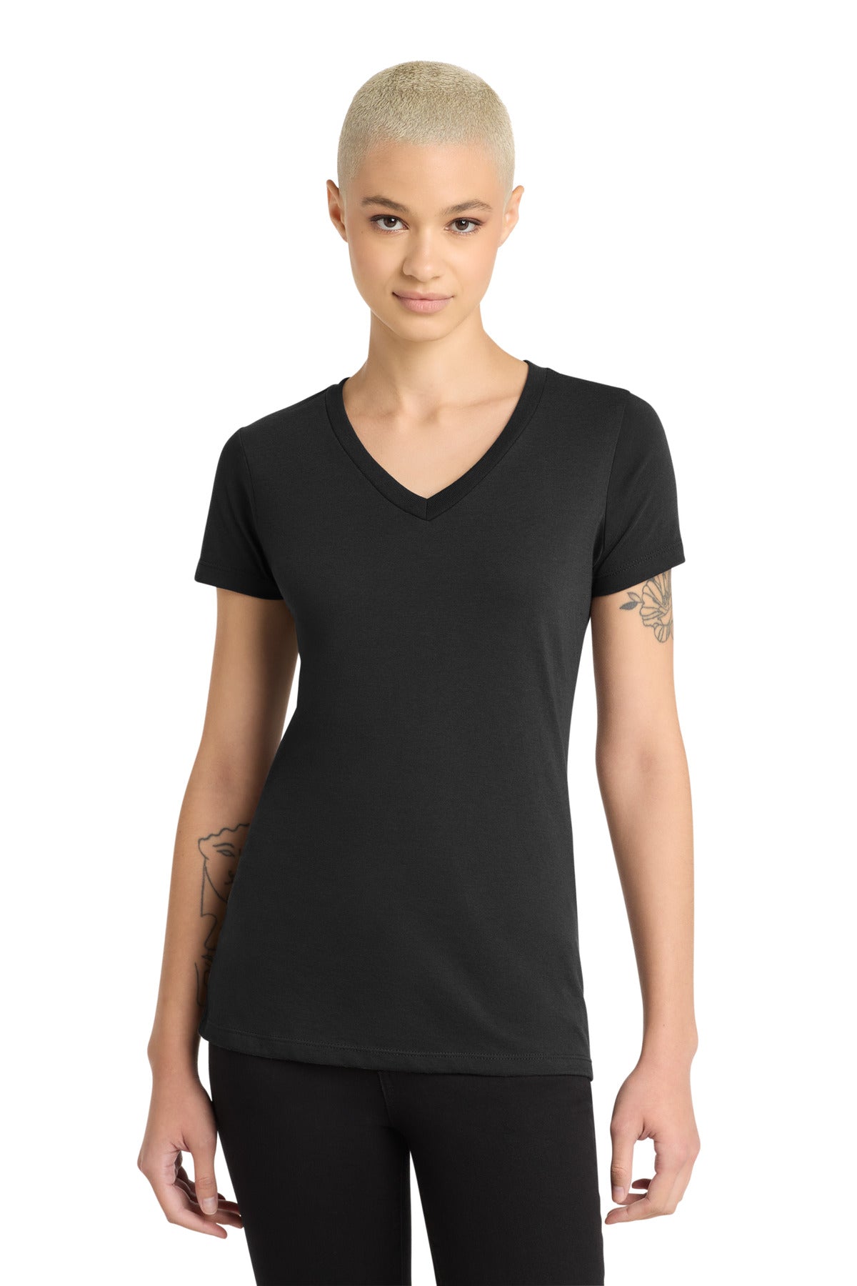 Custom Embroidered District T-Shirts  in Black