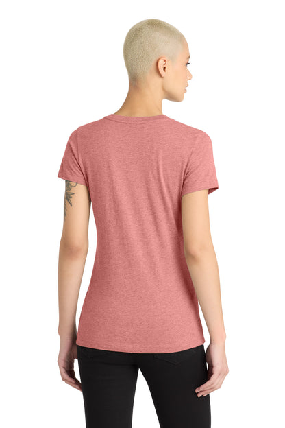 Custom Embroidered District T-Shirts  in Blush Frost