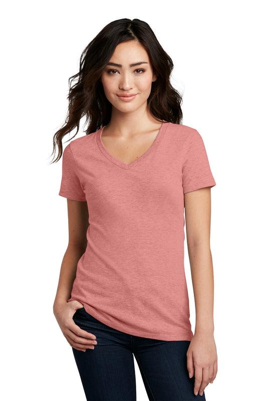 District Women's Perfect Blend CVC V-Neck Tee. DM1190L Blush Frost