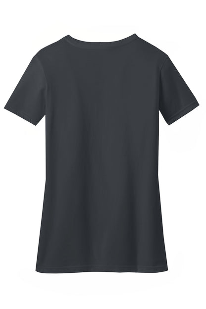 District Women's Perfect Blend CVC V-Neck Tee. DM1190L Charcoal