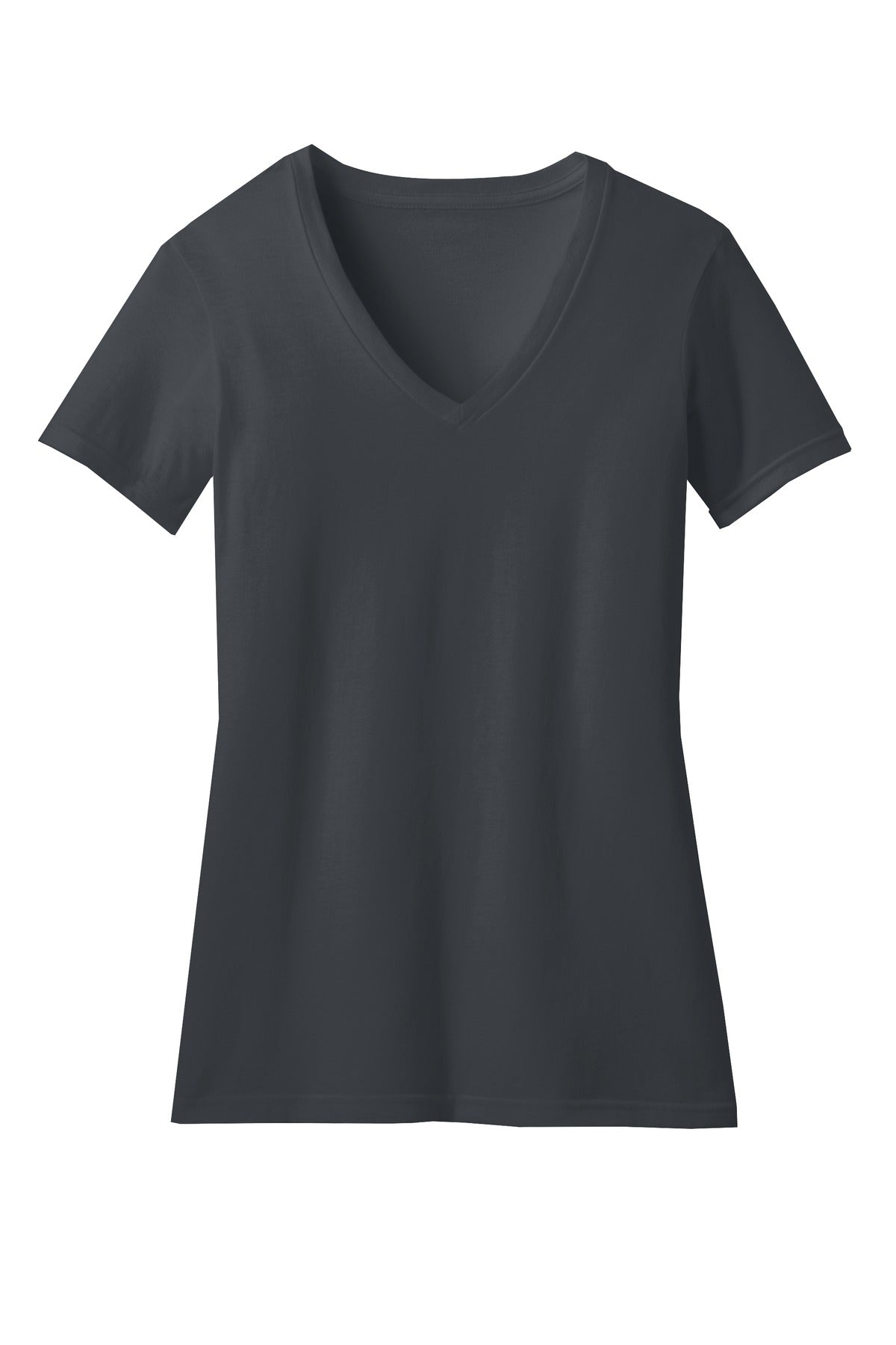 District Women's Perfect Blend CVC V-Neck Tee. DM1190L Charcoal