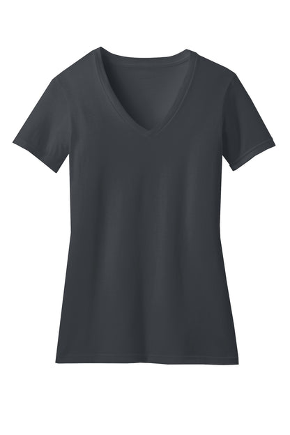 District Women's Perfect Blend CVC V-Neck Tee. DM1190L Charcoal