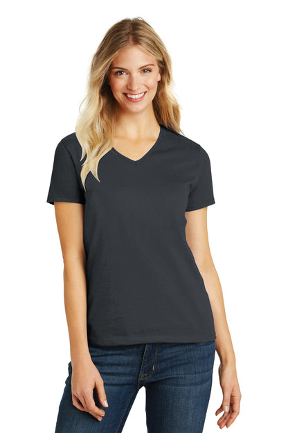 District Women's Perfect Blend CVC V-Neck Tee. DM1190L Charcoal