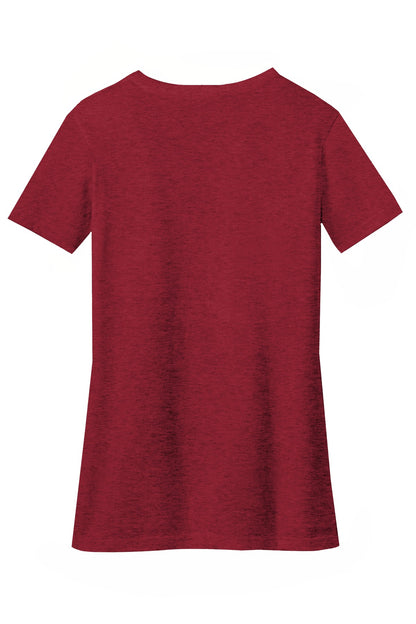 District Women's Perfect Blend CVC V-Neck Tee. DM1190L Deep Royal Fleck