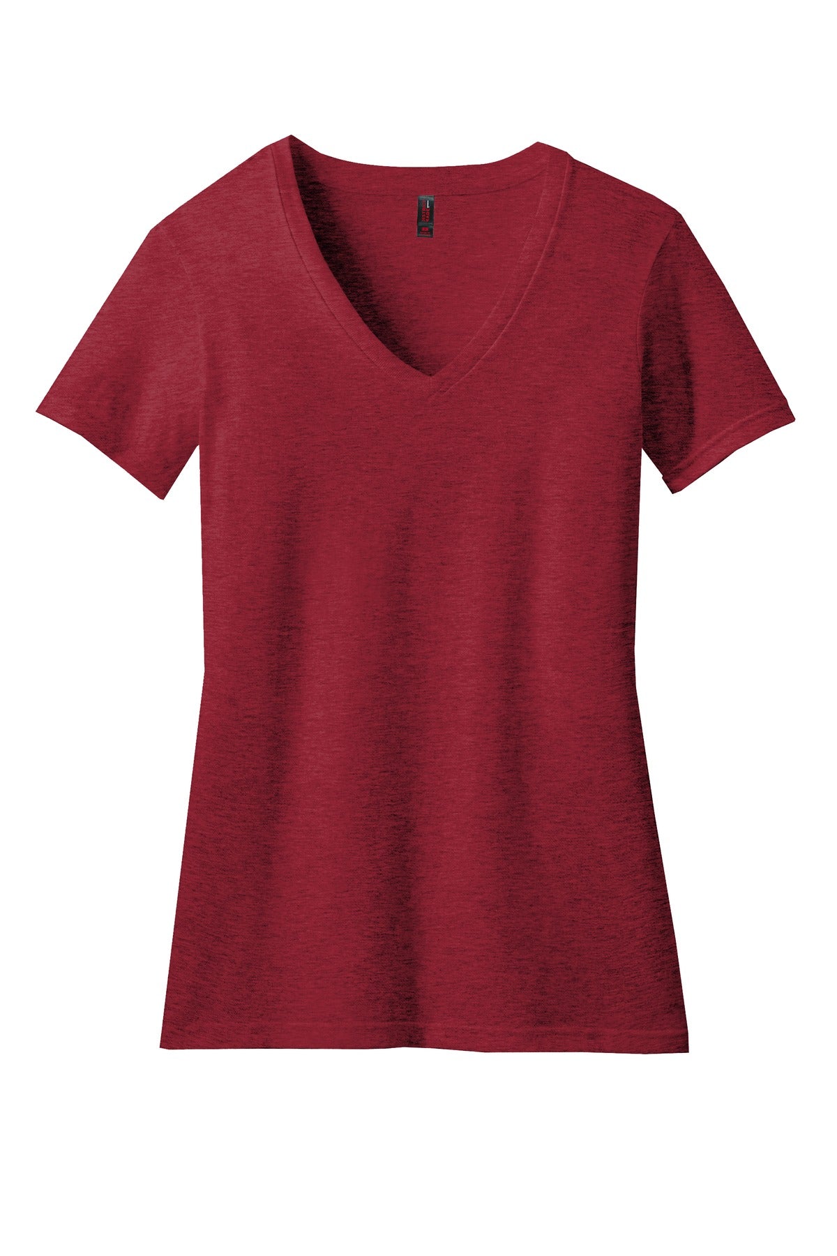 District Women's Perfect Blend CVC V-Neck Tee. DM1190L Red Fleck