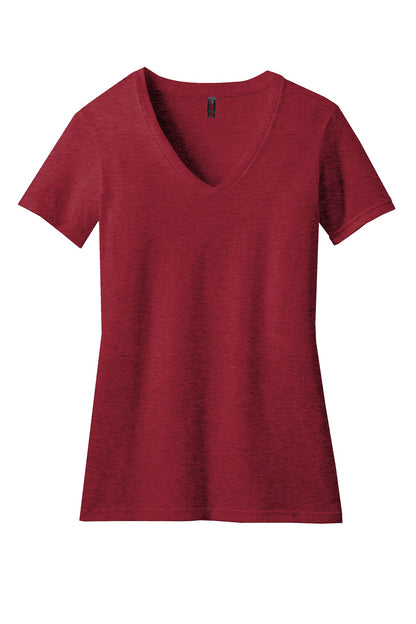 District Women's Perfect Blend CVC V-Neck Tee. DM1190L Red Fleck