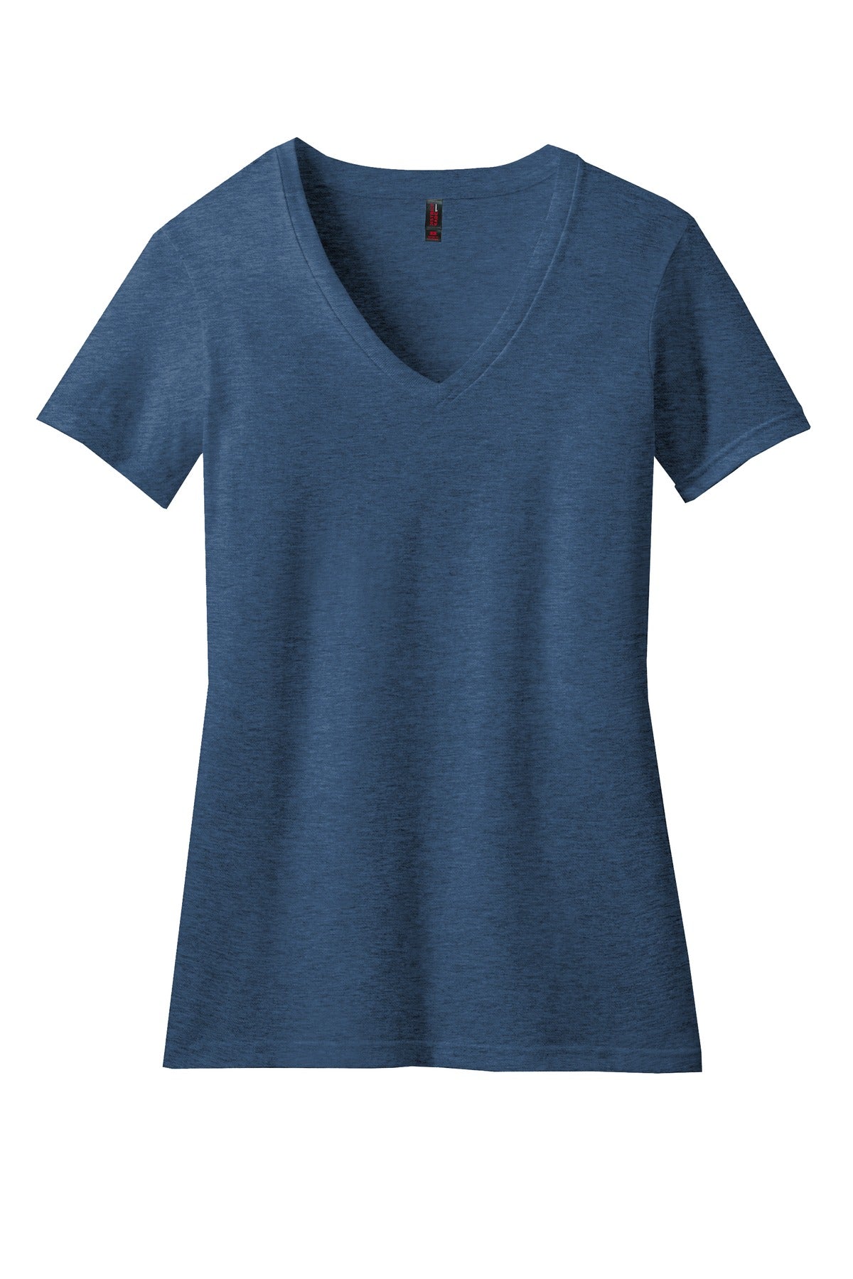 District Women's Perfect Blend CVC V-Neck Tee. DM1190L Deep Royal Fleck