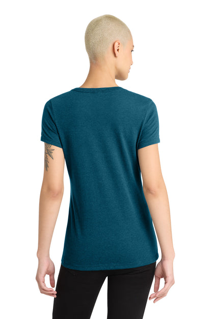 Custom Embroidered District T-Shirts  in Deep Turquoise Fleck