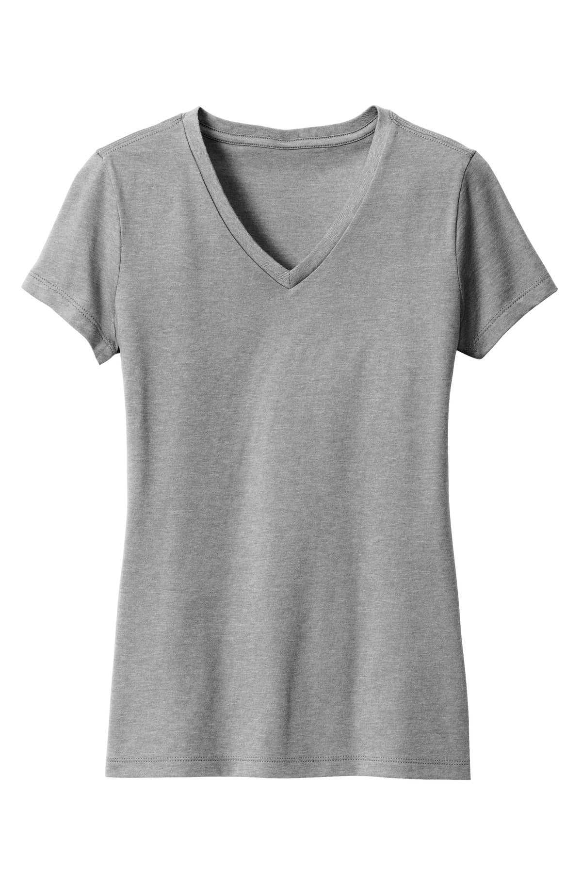 District Women's Perfect Blend CVC V-Neck Tee. DM1190L Grey Frost