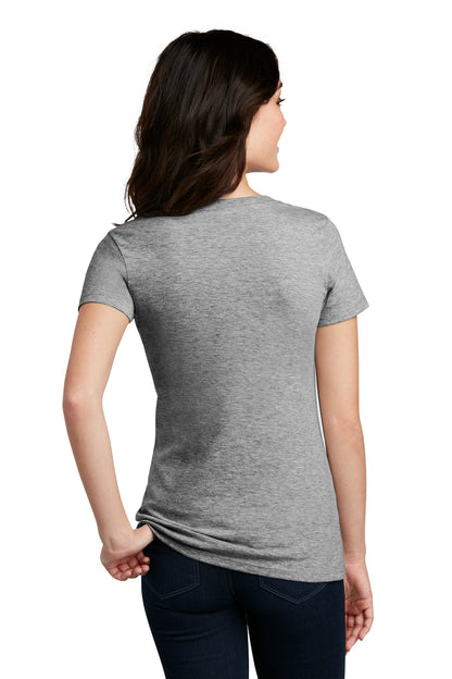 Custom Embroidered District Women's Perfect Blend CVC V-Neck Tee. DM1190L,Grey Frost