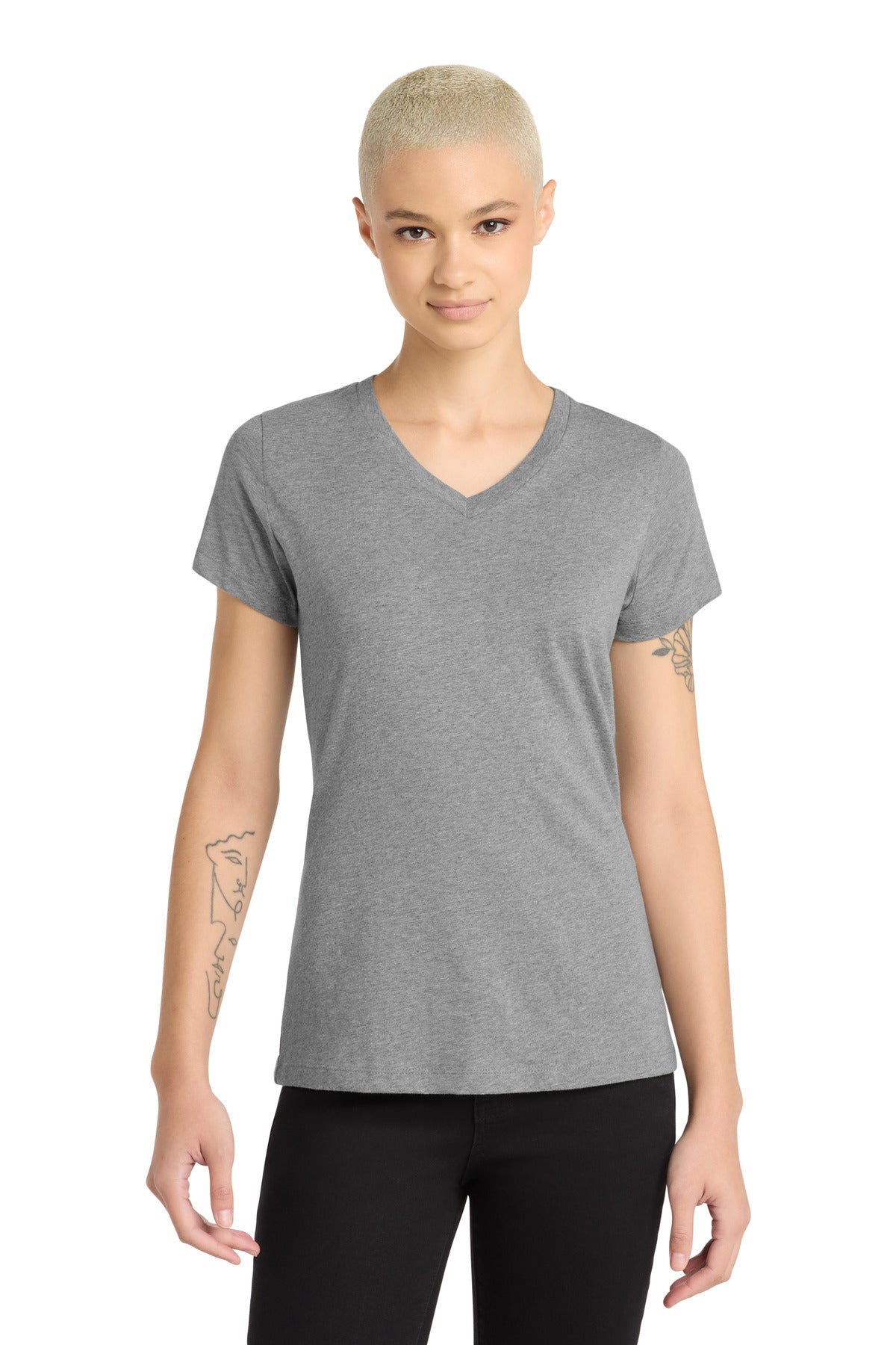 Custom Embroidered District T-Shirts  in Grey Frost