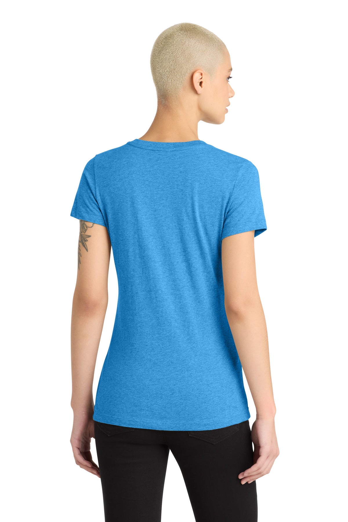 Custom Embroidered District T-Shirts  in Heathered Bright Turquoise