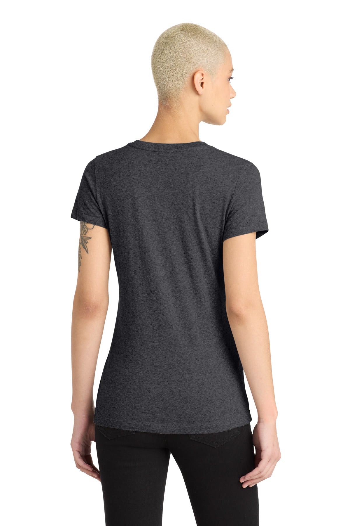 Custom Embroidered District T-Shirts  in Heathered Charcoal