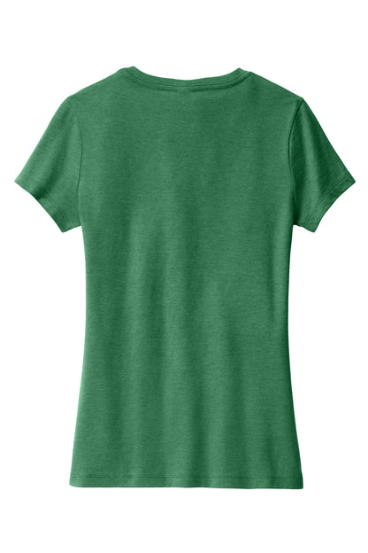 District Women's Perfect Blend CVC V-Neck Tee. DM1190L Heathered Kelly Green