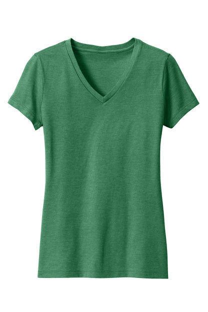 District Women's Perfect Blend CVC V-Neck Tee. DM1190L Heathered Kelly Green