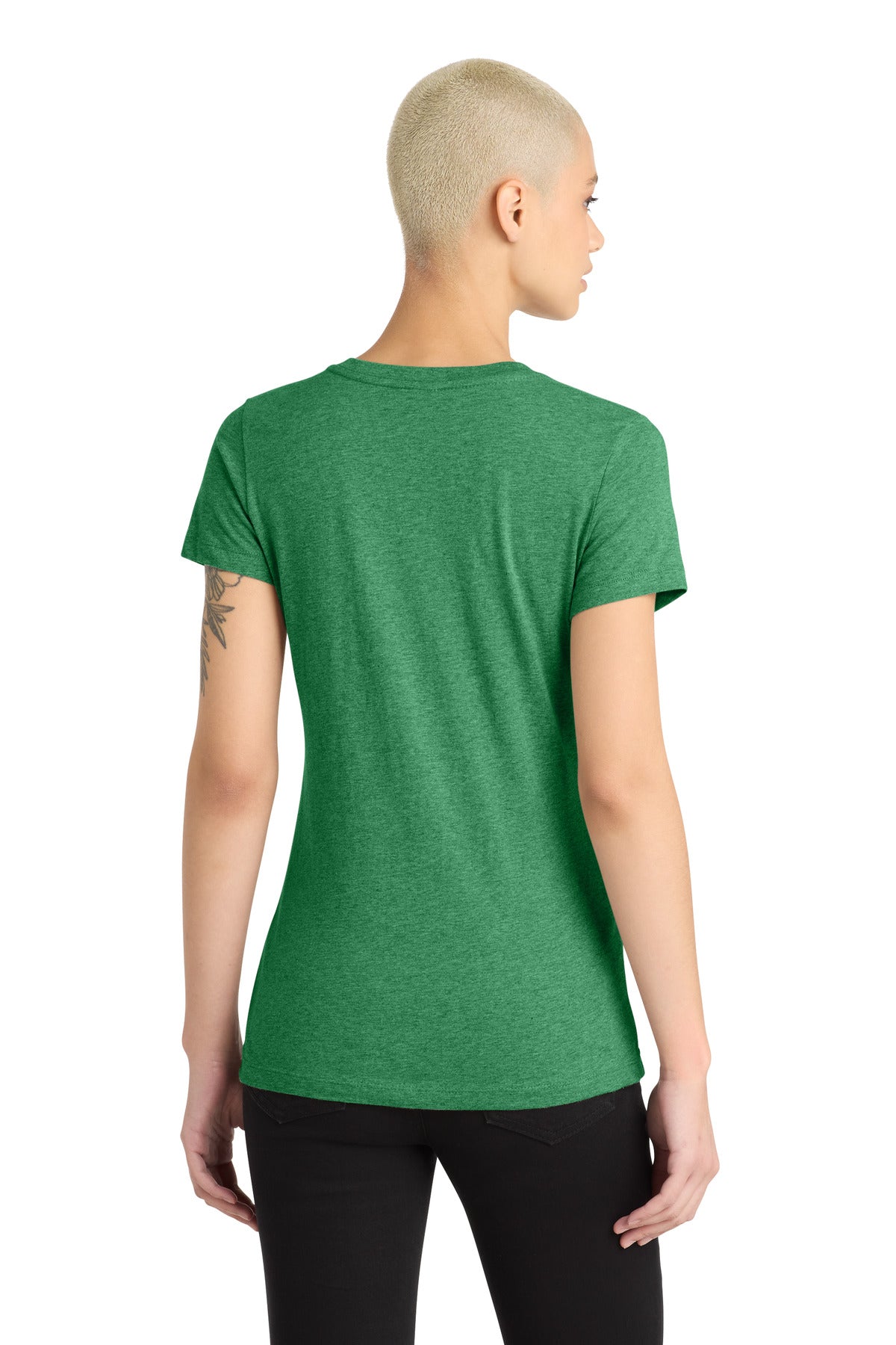 Custom Embroidered District T-Shirts  in Heathered Kelly Green
