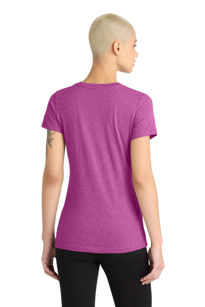 Custom Embroidered District T-Shirts  in Heathered Pink Raspberry