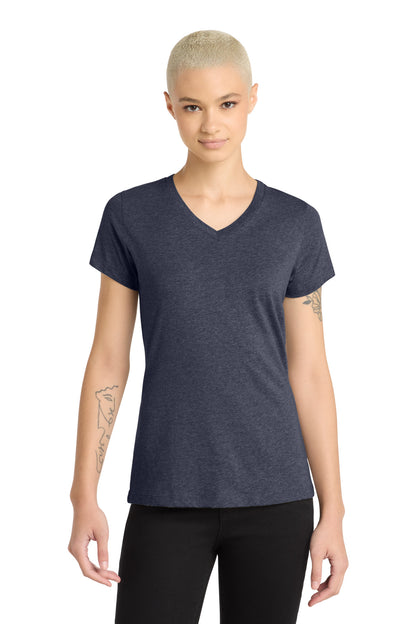 Custom Embroidered District T-Shirts  in Heathered Navy
