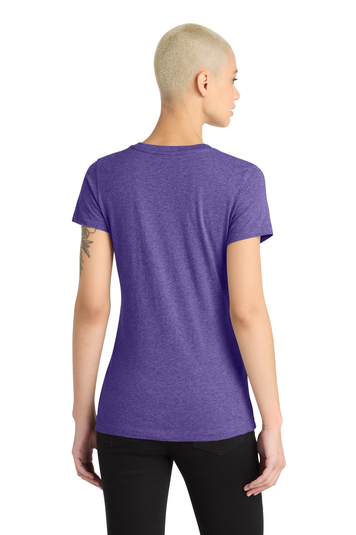 Custom Embroidered District T-Shirts  in Heathered Purple