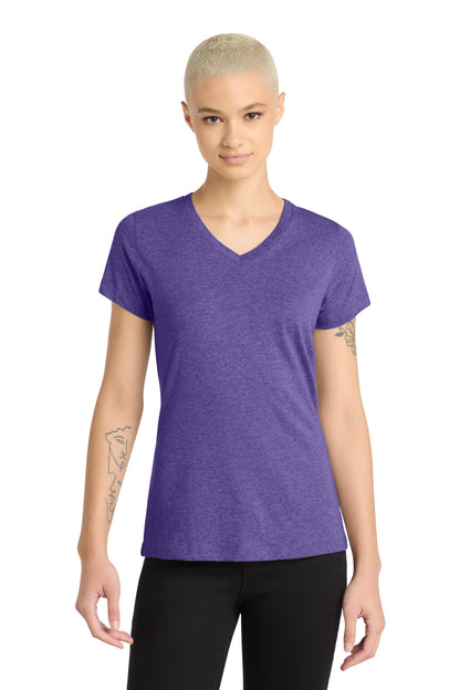 Custom Embroidered District T-Shirts  in Heathered Purple
