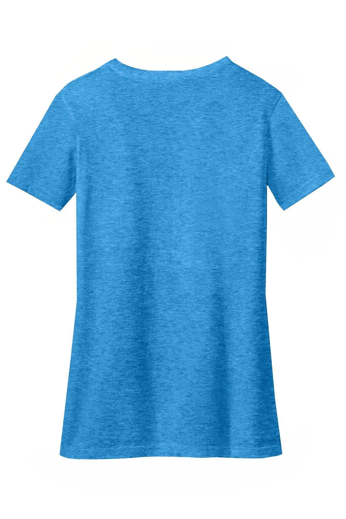 District Women's Perfect Blend CVC V-Neck Tee. DM1190L Heathered Bright Turquoise
