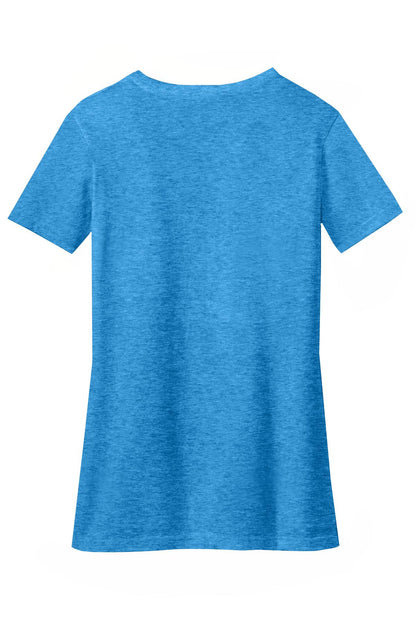 District Women's Perfect Blend CVC V-Neck Tee. DM1190L Heathered Bright Turquoise