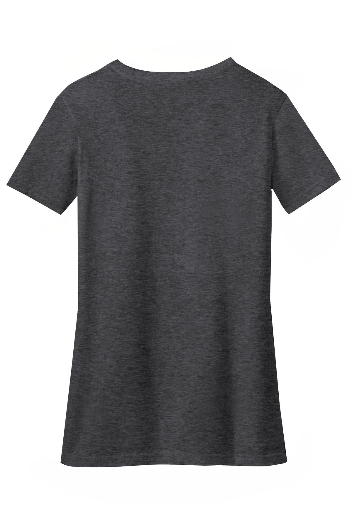 District Women's Perfect Blend CVC V-Neck Tee. DM1190L Heathered Charcoal