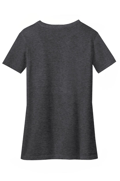 District Women's Perfect Blend CVC V-Neck Tee. DM1190L Heathered Charcoal