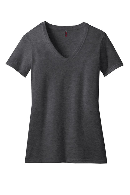 District Women's Perfect Blend CVC V-Neck Tee. DM1190L Heathered Charcoal