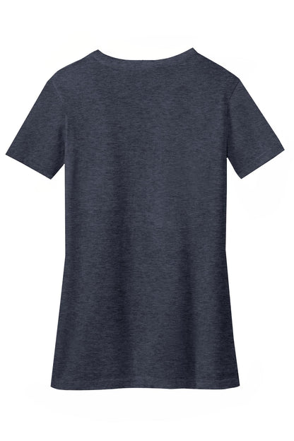District Women's Perfect Blend CVC V-Neck Tee. DM1190L Heathered Navy