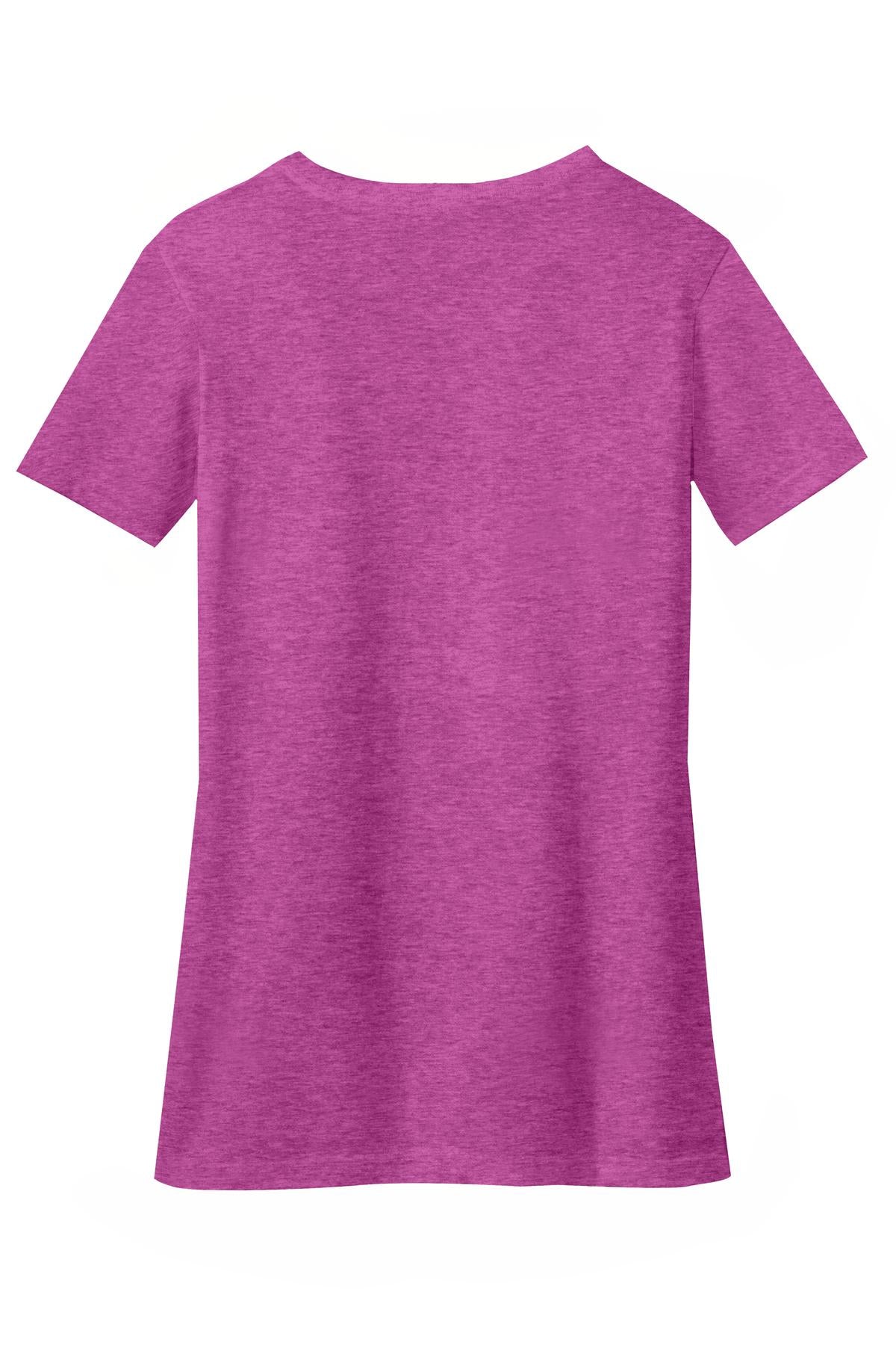 District Women's Perfect Blend CVC V-Neck Tee. DM1190L Heathered Pink Raspberry