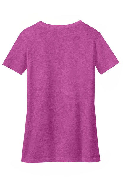 District Women's Perfect Blend CVC V-Neck Tee. DM1190L Heathered Pink Raspberry