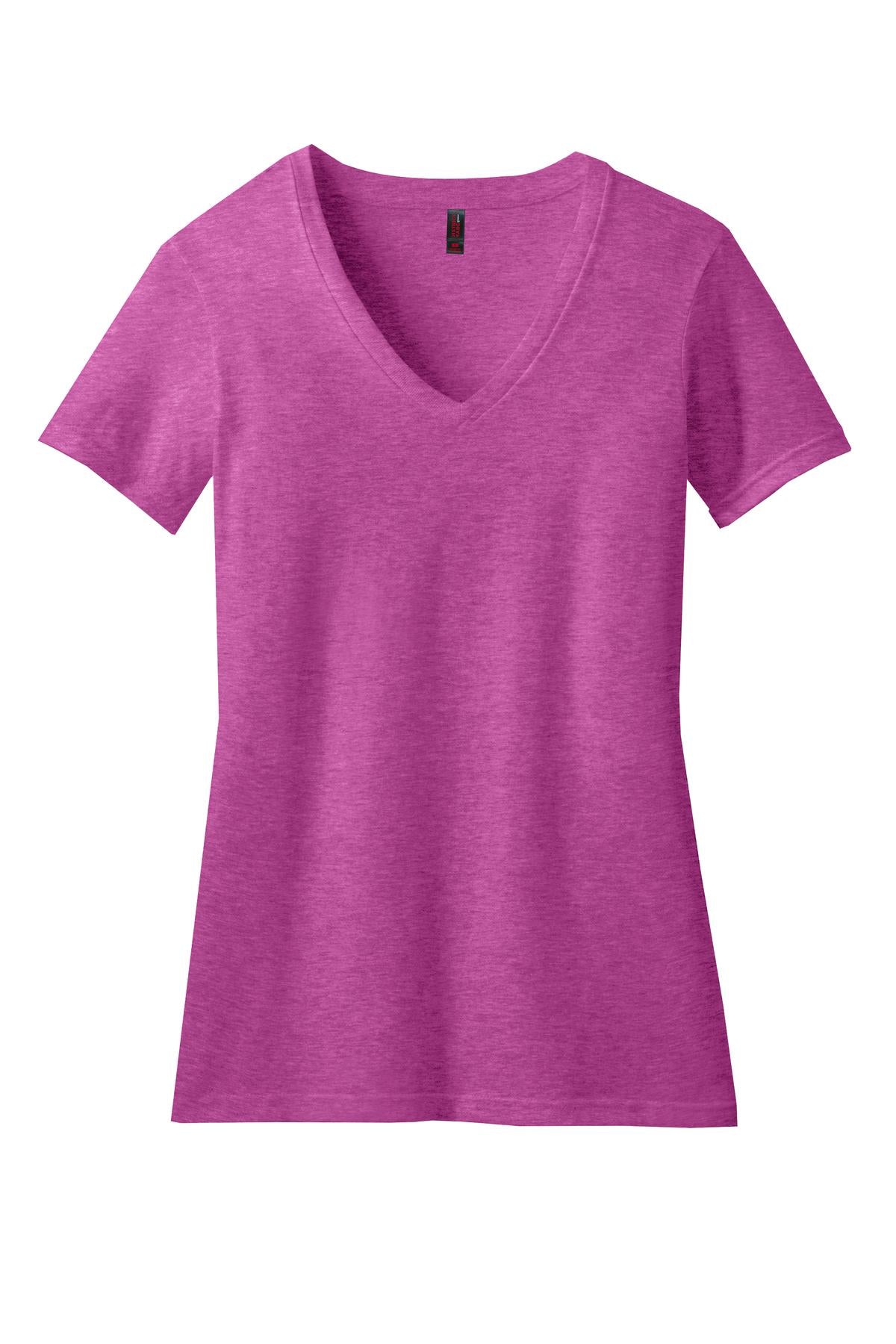 Custom Embroidered District T-Shirts  in Heathered Pink Raspberry