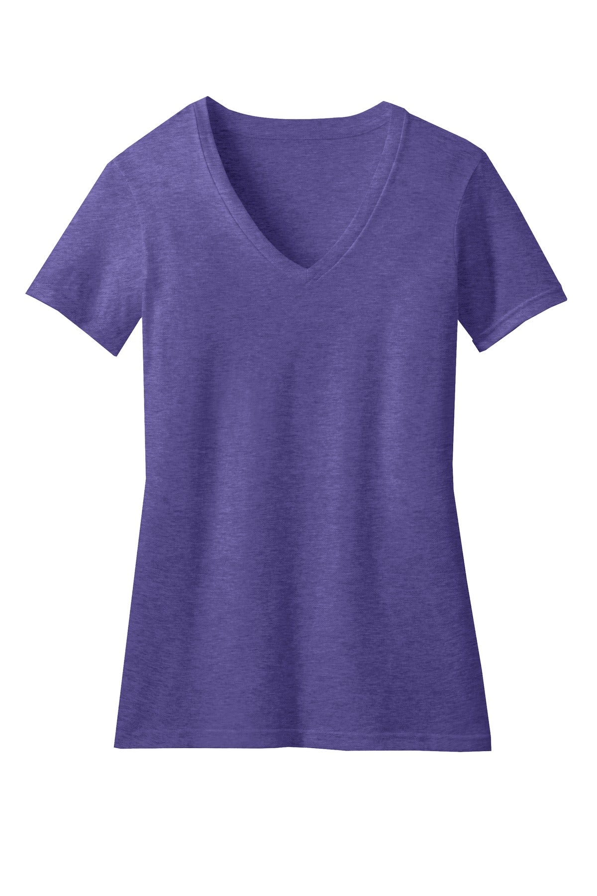 District Women's Perfect Blend CVC V-Neck Tee. DM1190L Heathered Purple