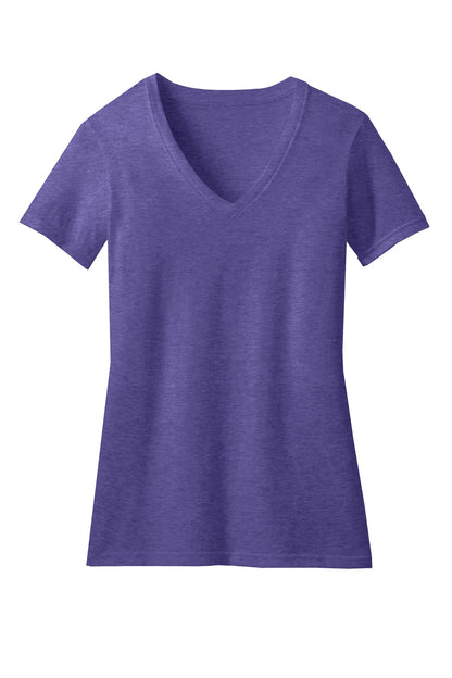 District Women's Perfect Blend CVC V-Neck Tee. DM1190L Heathered Purple