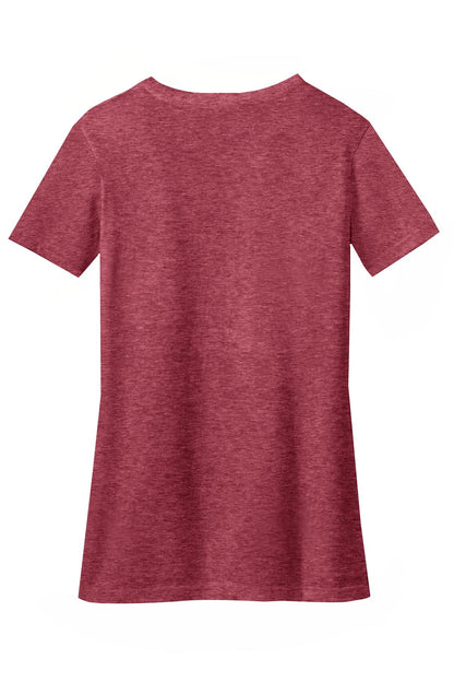 District Women's Perfect Blend CVC V-Neck Tee. DM1190L Heathered Red