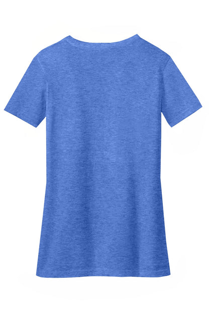 District Women's Perfect Blend CVC V-Neck Tee. DM1190L Heathered Royal