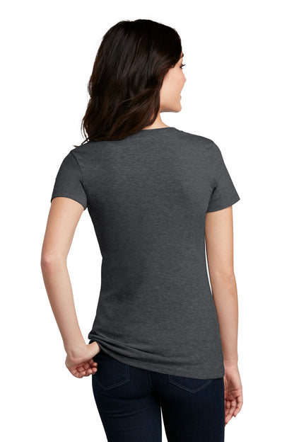 Custom Embroidered District Women's Perfect Blend CVC V-Neck Tee. DM1190L,Heathered Charcoal