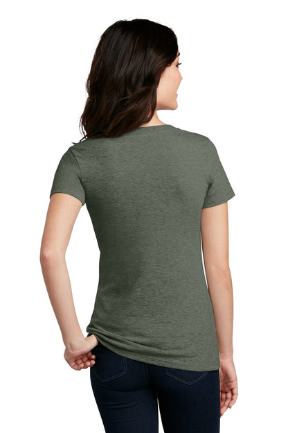 Custom Embroidered District Women's Perfect Blend CVC V-Neck Tee. DM1190L,Heathered Olive