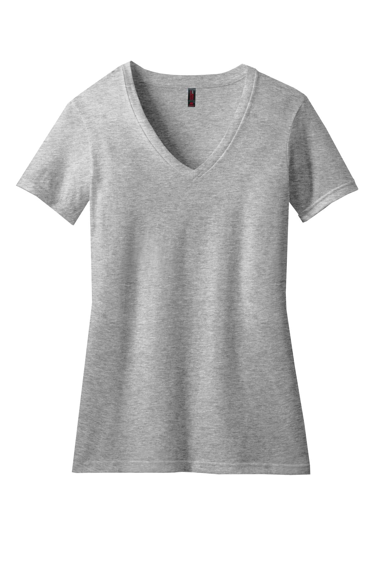 District Women's Perfect Blend CVC V-Neck Tee. DM1190L Light Heather Grey