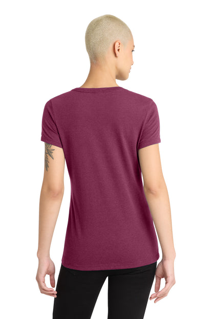 Custom Embroidered District T-Shirts  in Raspberry Fleck