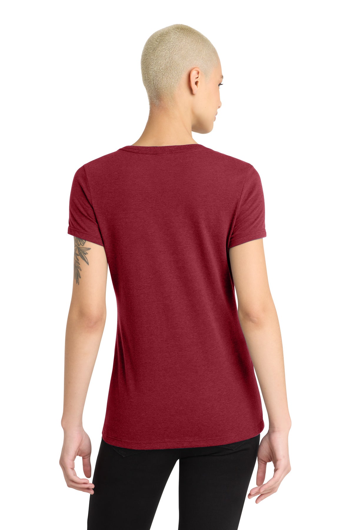 Custom Embroidered District T-Shirts  in Red Fleck