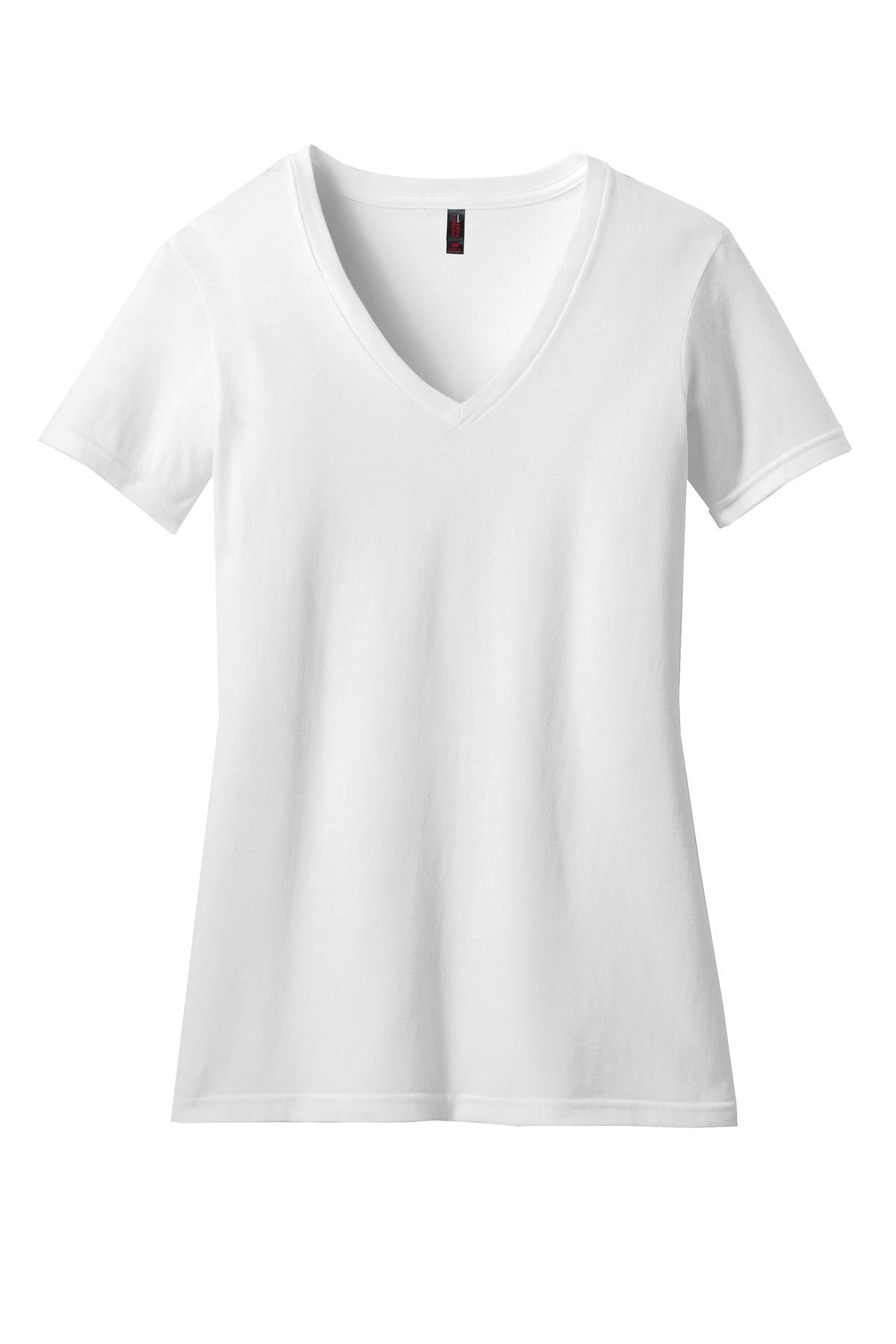 District Women's Perfect Blend CVC V-Neck Tee. DM1190L White