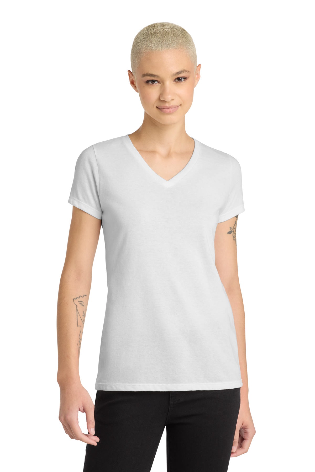 Custom Embroidered District T-Shirts  in White