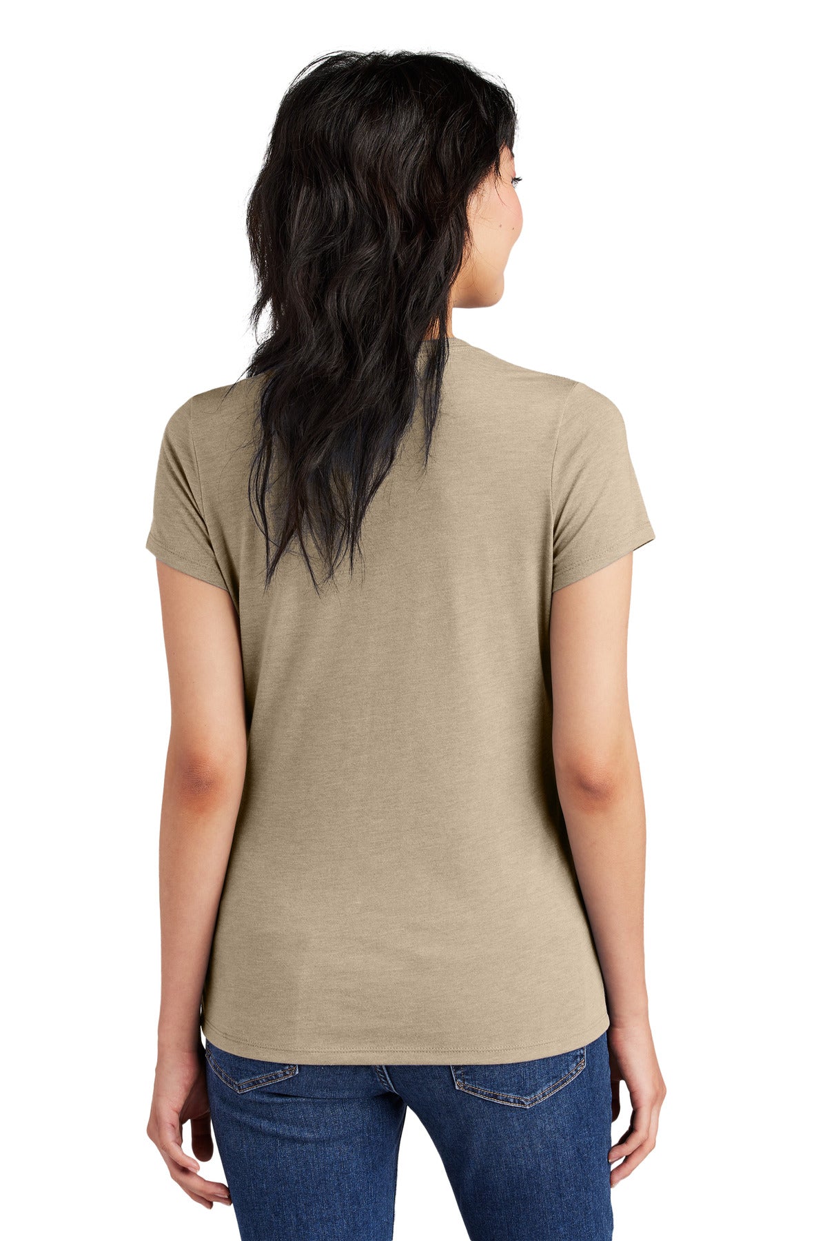 Custom Embroidered District  Women's Perfect Tri Tee. DM130L,Desert Tan Heather