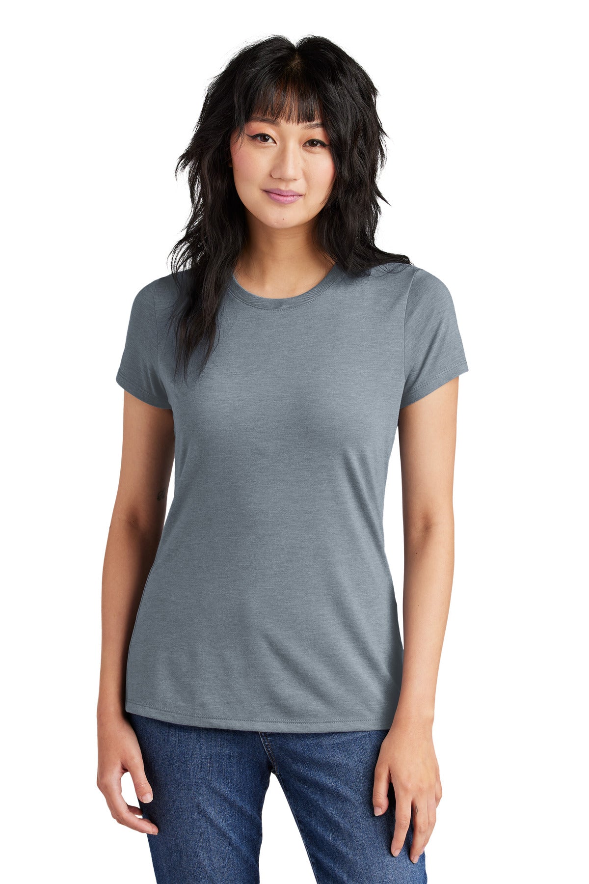 District  Women's Perfect Tri Tee. DM130L Flint Blue Heather