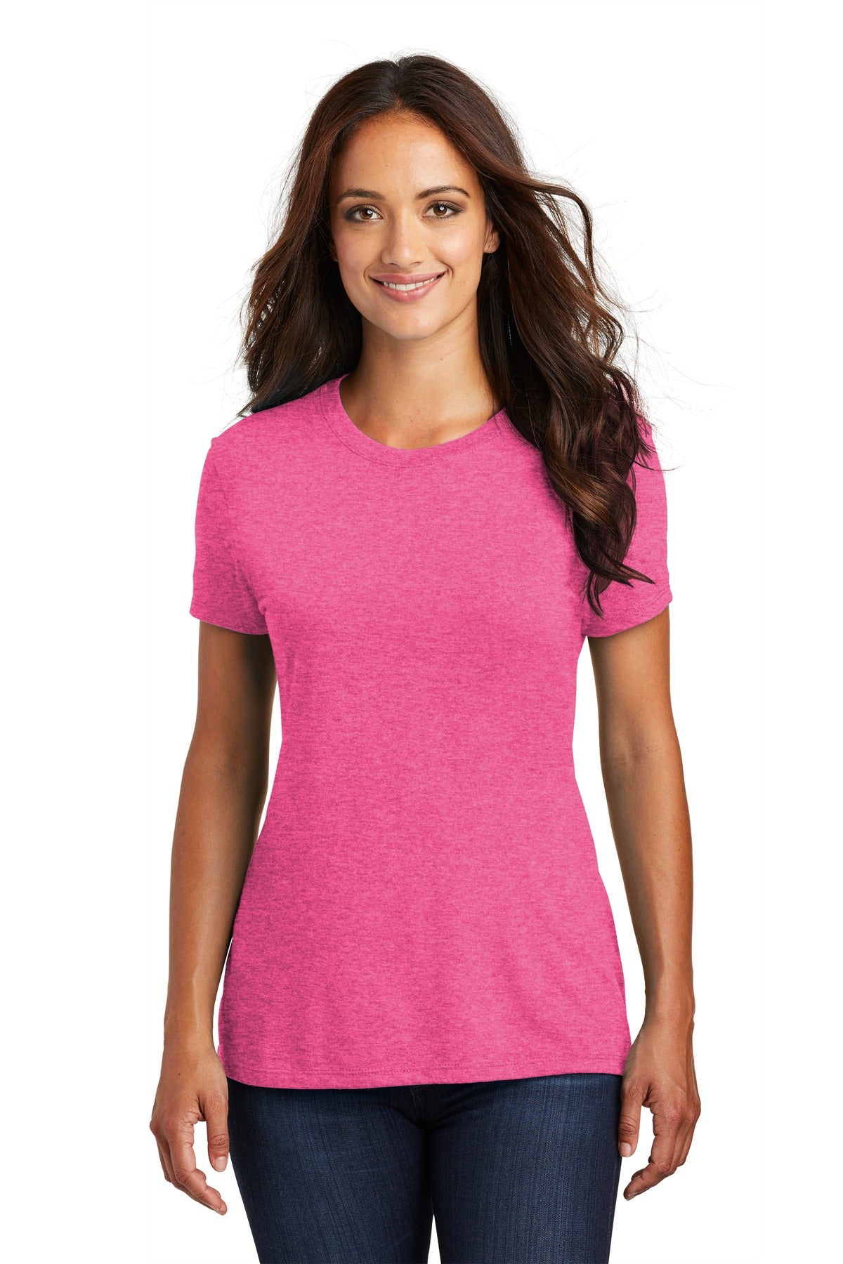 District  Women's Perfect Tri Tee. DM130L Fuchsia Frost