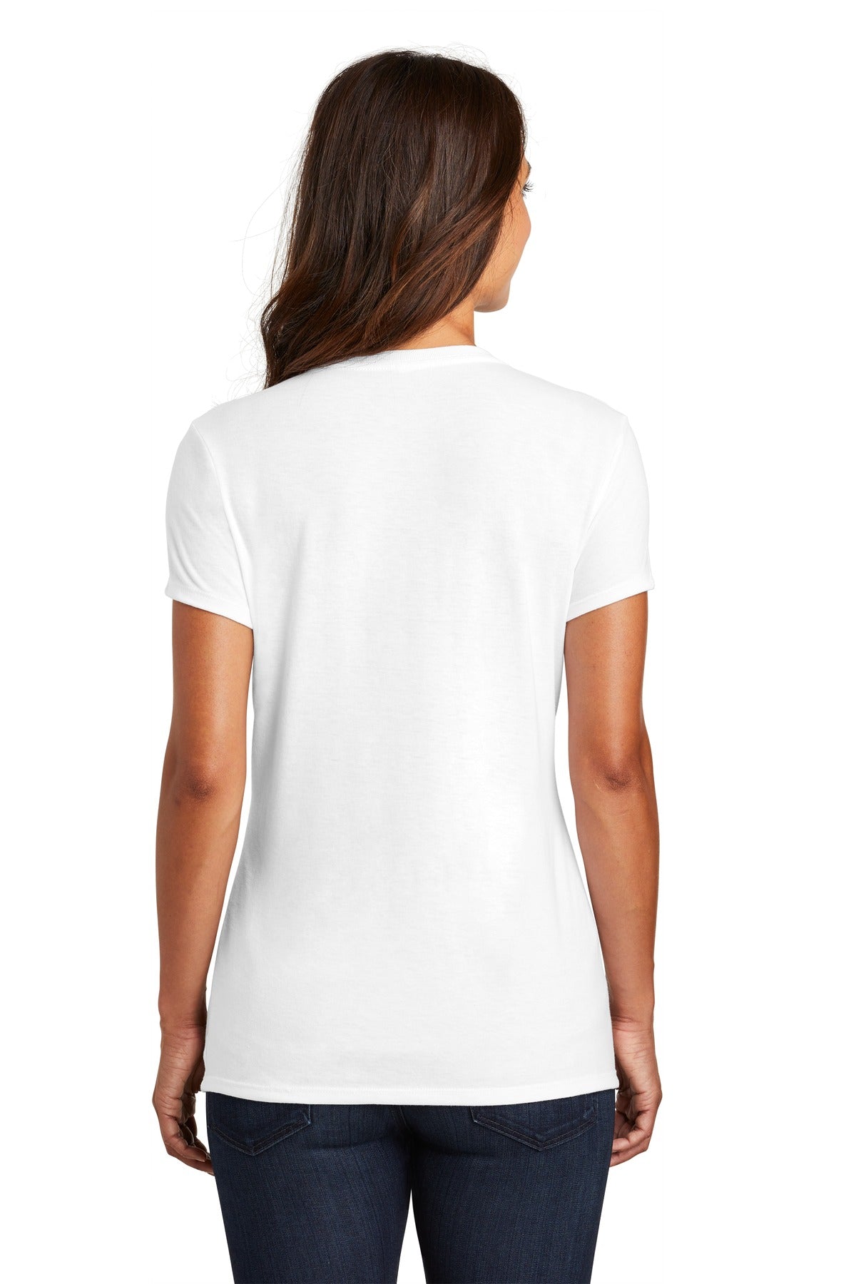 Custom Embroidered District  Women's Perfect Tri Tee. DM130L,White