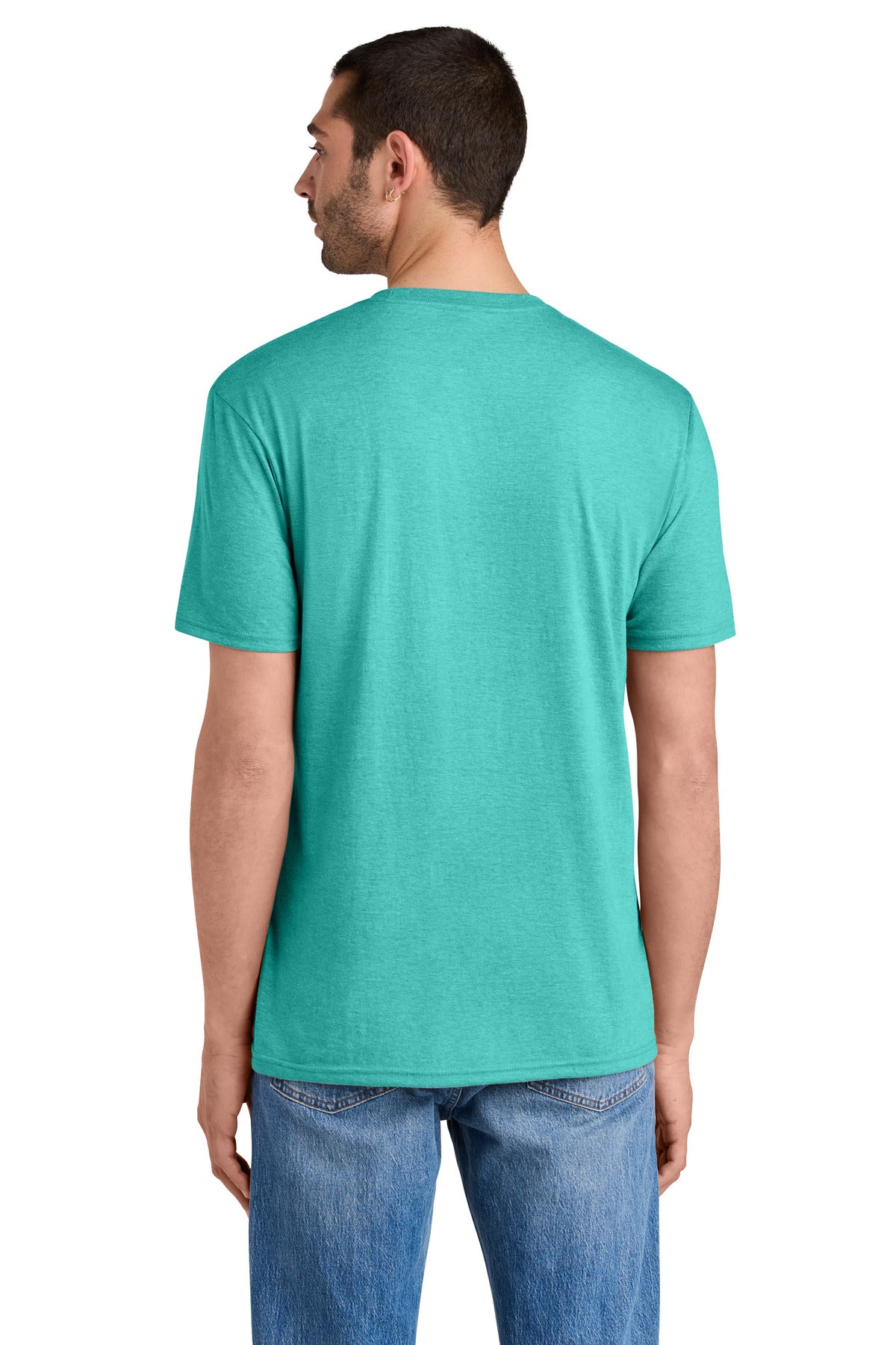 Custom Embroidered District T-Shirts  in Aqua Heather