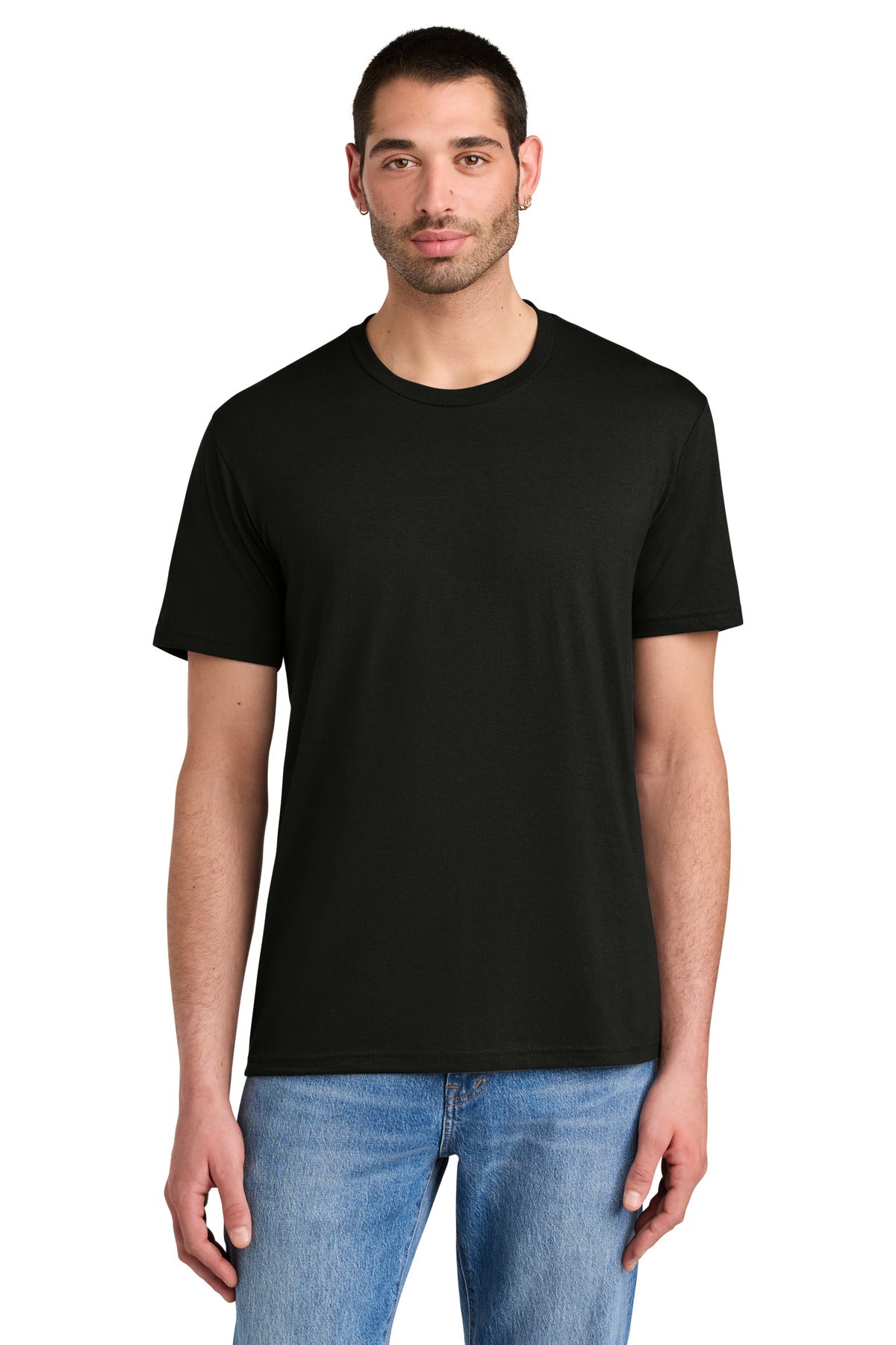 Custom Embroidered District T-Shirts  in Black